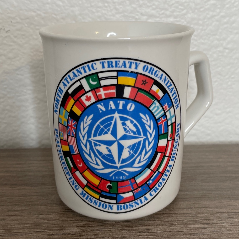 North Atlantic Treaty Organization Coffee Mug NATO 1998 Peacekeeping Mission